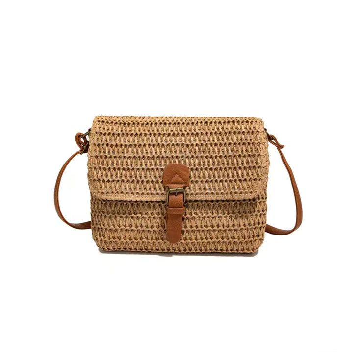 Handbag made of woven natural material with leather accents Stornfield