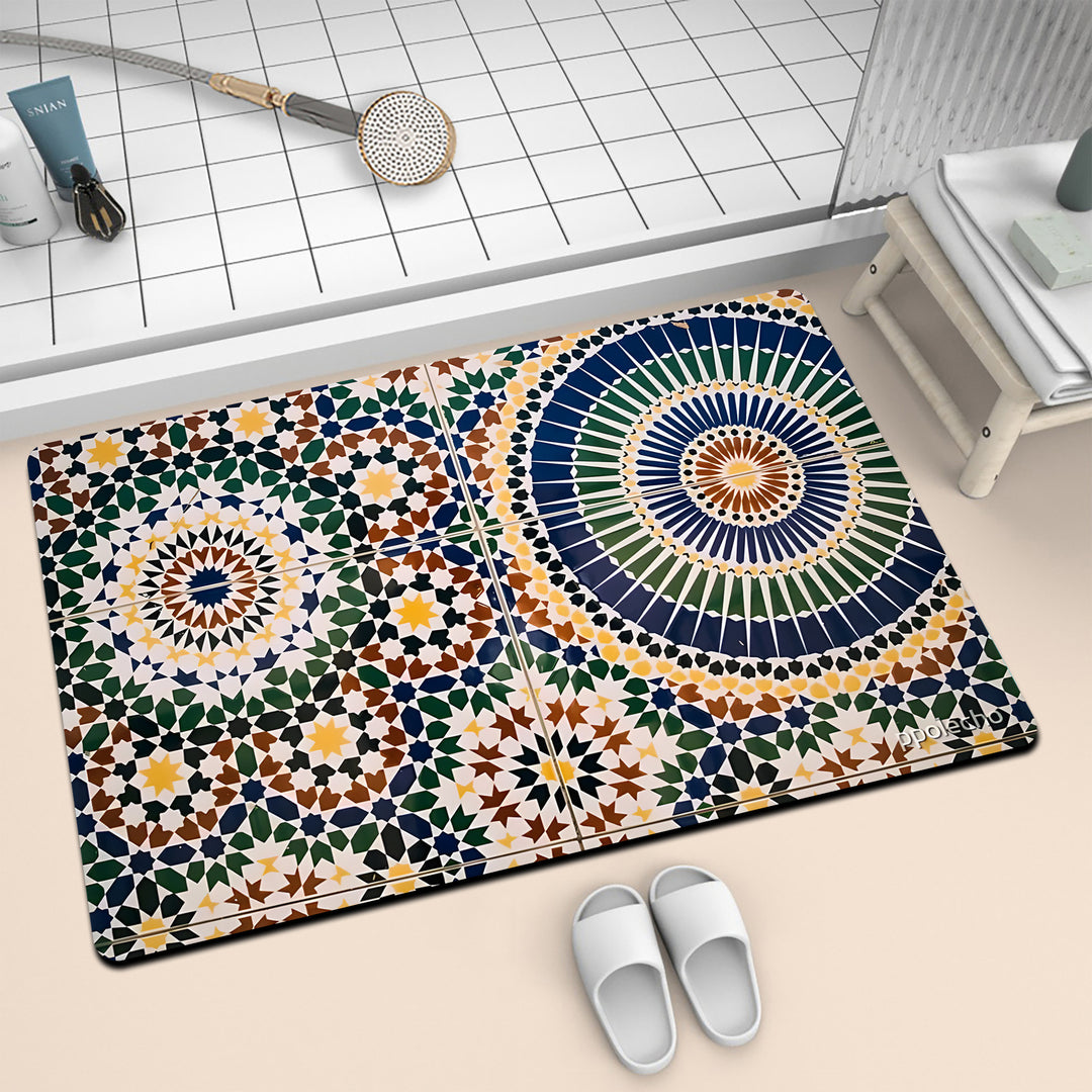 Colorful Geometric Pattern Bath Mat Stornfield