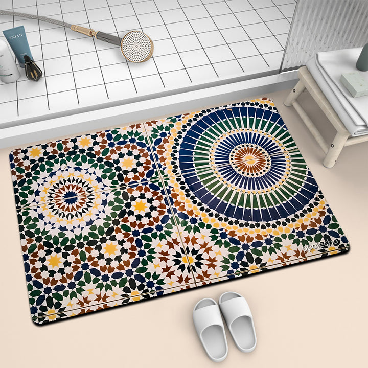 Colorful Geometric Pattern Bath Mat Stornfield