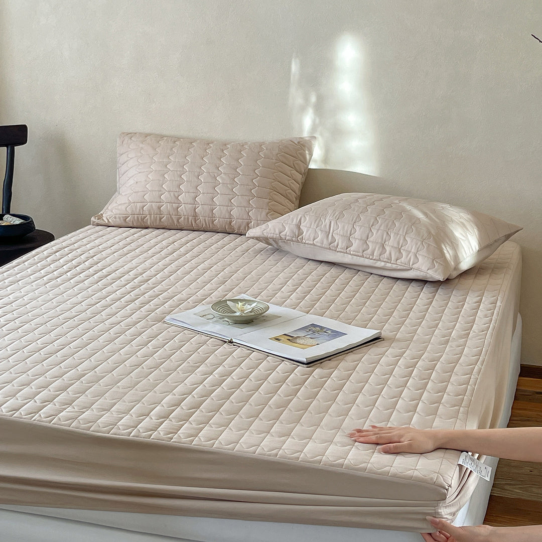 Quilted Fitted Mattress Protector and Pillow Cover Set