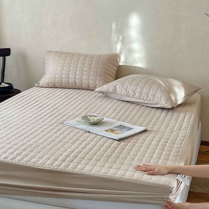 Quilted Fitted Mattress Protector and Pillow Cover Set