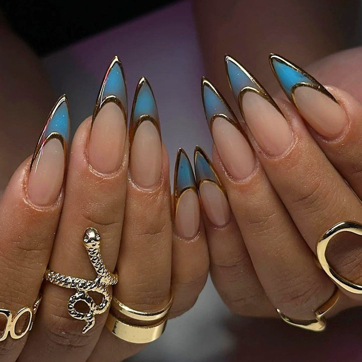 Creative Press-On Nail Set with Elegant Artistic Designs Stornfield