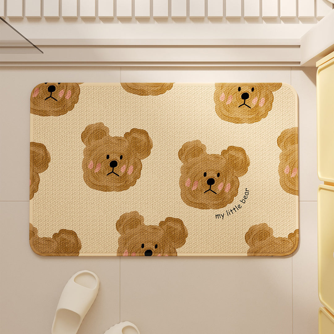 Bear Face-Themed Absorbent Bath Mat for Bathroom