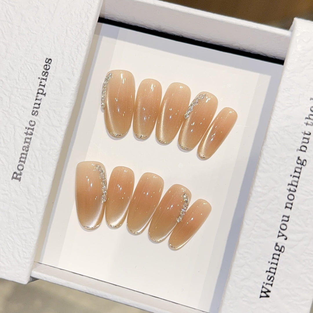Elegant artificial nail tips with glitter details Stornfield