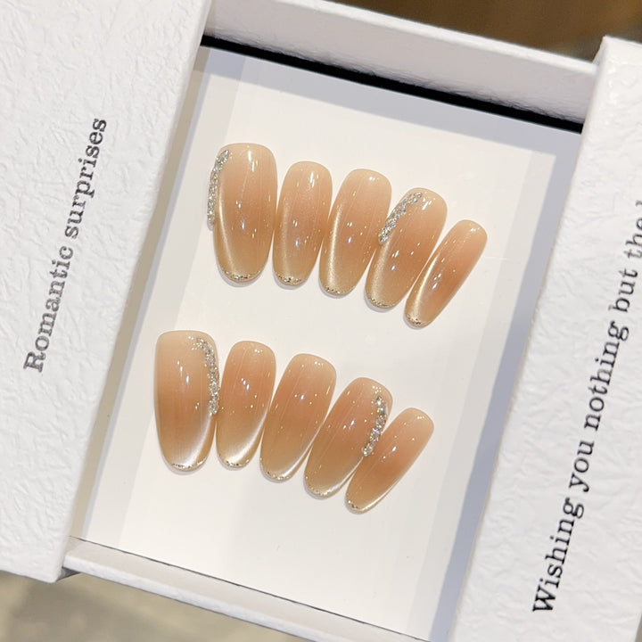 Elegant artificial nail tips with glitter details Stornfield