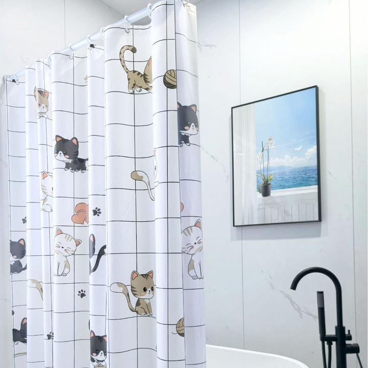 Elegant Leaf Print Bathroom Shower Curtain Stornfield
