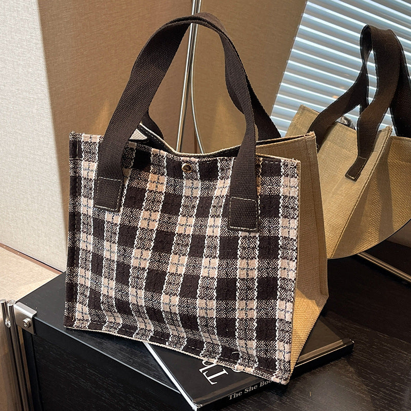 Checkered Fabric Tote Bag