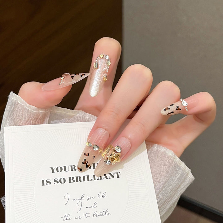 Decorative Press-On Nail Extensions with Gem Accents Stornfield