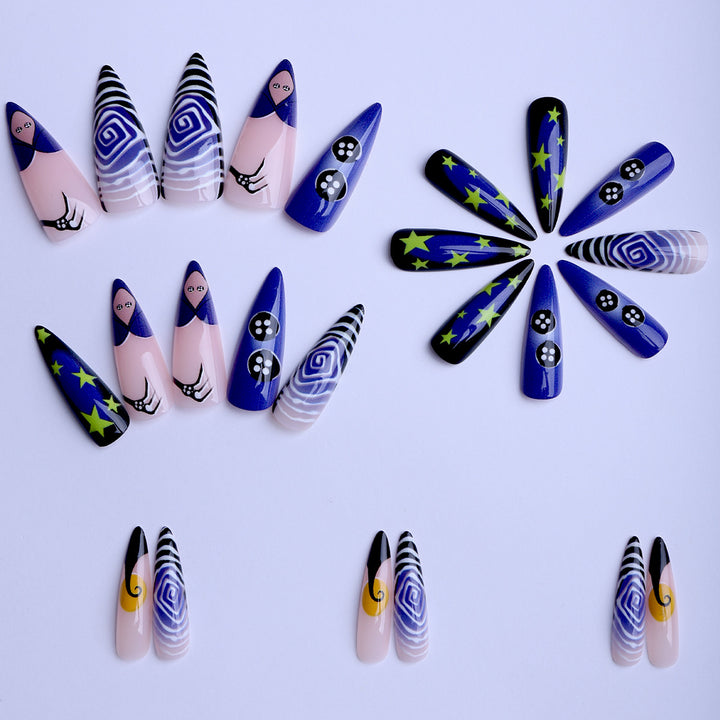 Artificial nails with creative galaxy designs Stornfield