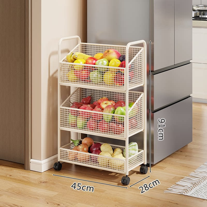 Multi-Tier Metal Mesh Kitchen Produce and Pantry Organizer with Slim Vertical Stackable Baskets
