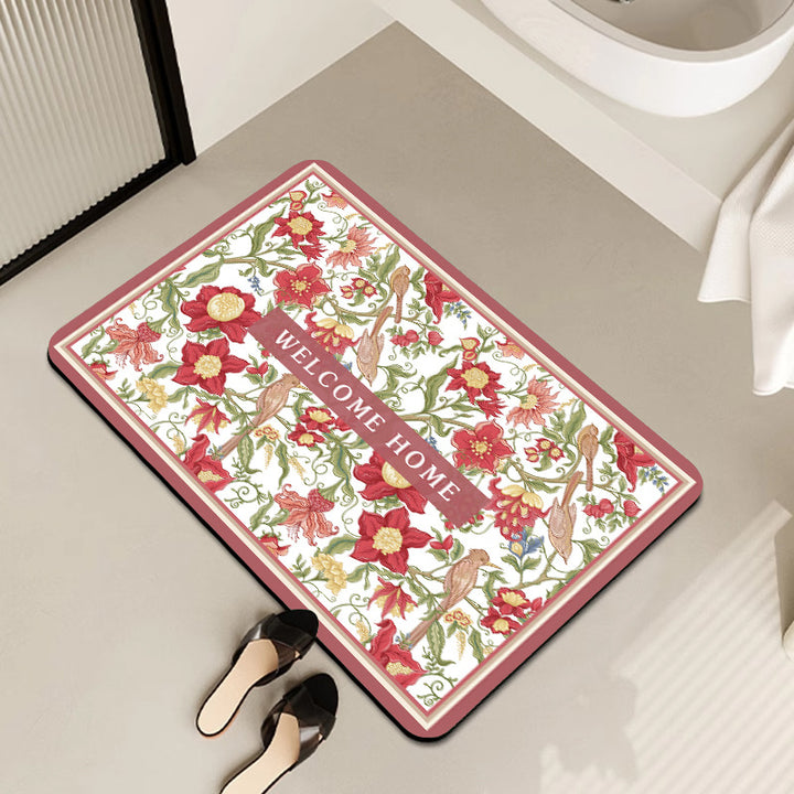 Vintage Floral Pattern Bath Mat Stornfield