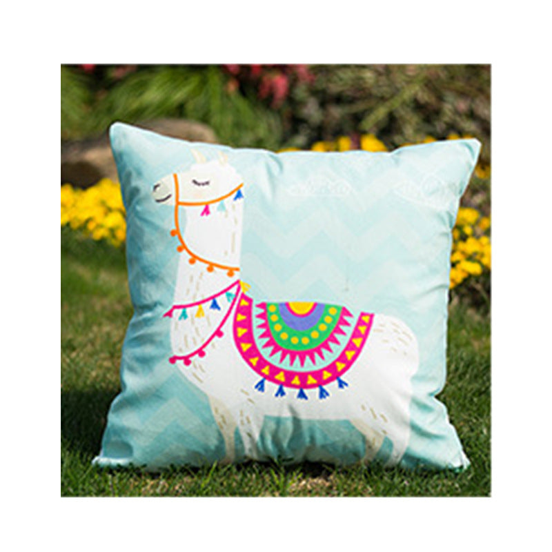 Whimsical Alpaca and Cactus Decorative Pillow