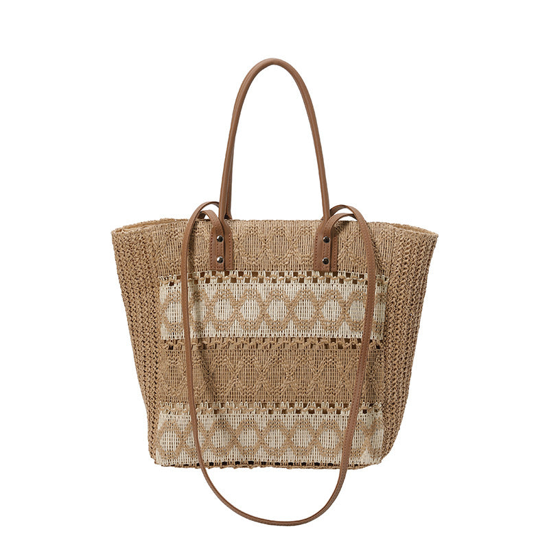 Woven Straw Market Tote Bag