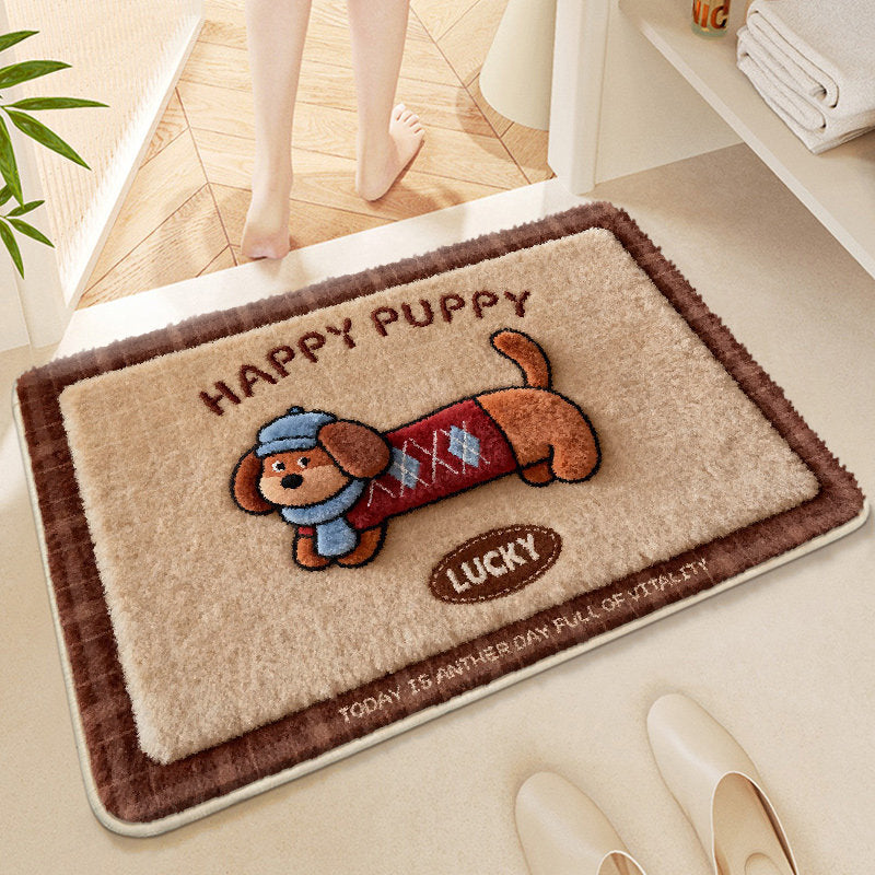 Cute Corgi-Themed Plush Bath Mat