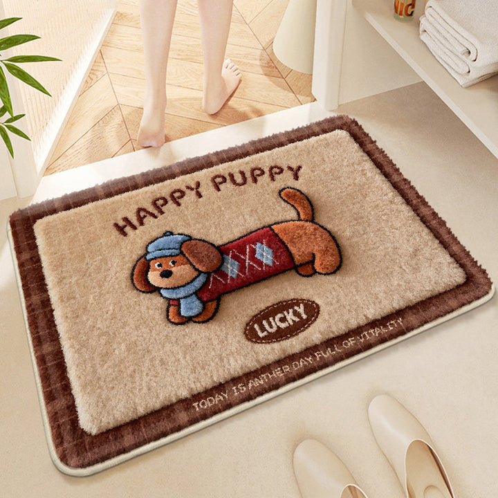 Cute Corgi-Themed Plush Bath Mat