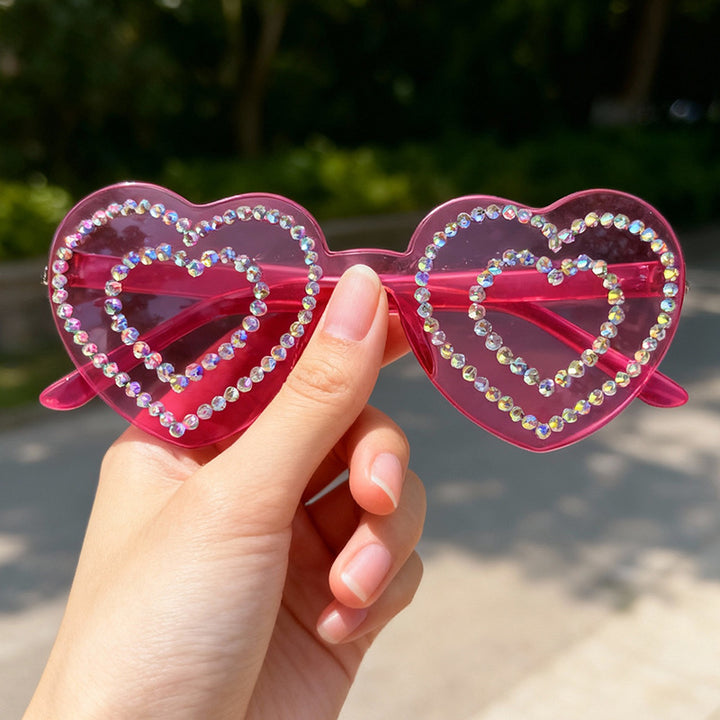 Rhinestone-Embellished Heart-Shaped Sunglasses Stornfield 1787141238