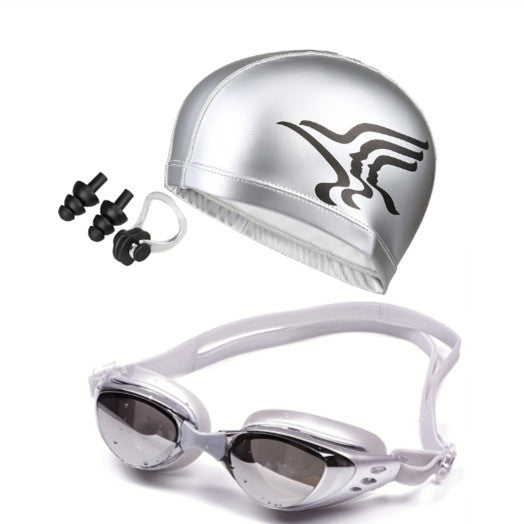Swim set with hydrodynamic swimming goggles and Stornfield swim cap
