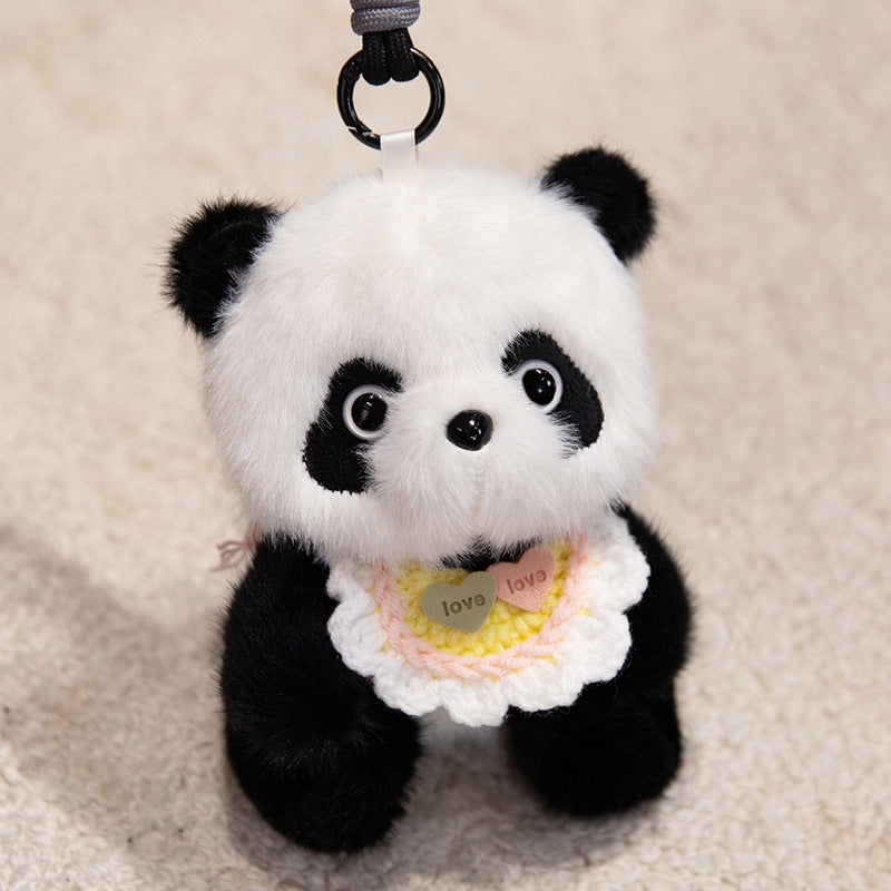 Plush Penguin Decorative Bag Charm with Crochet Bib and Spring-Loop Clip Stornfield