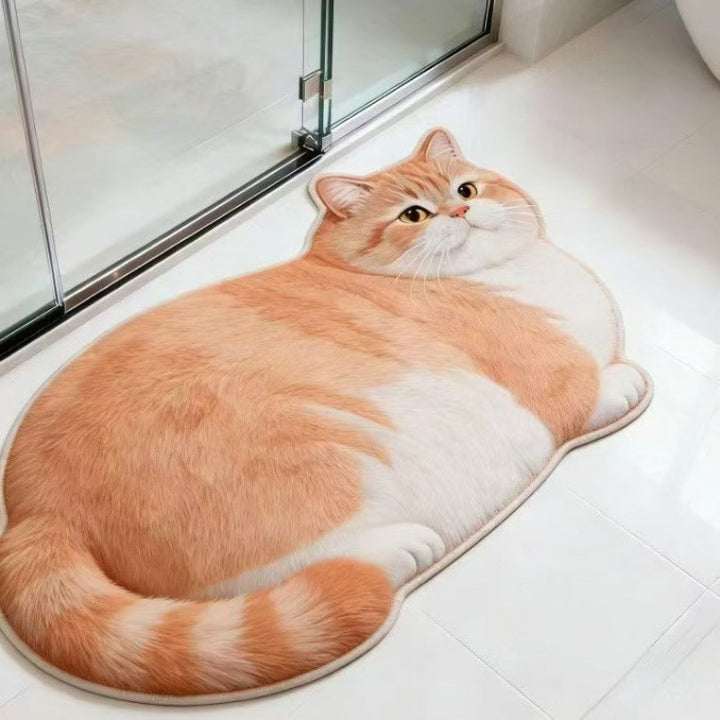 Cat-Shaped Plush Bath Mat