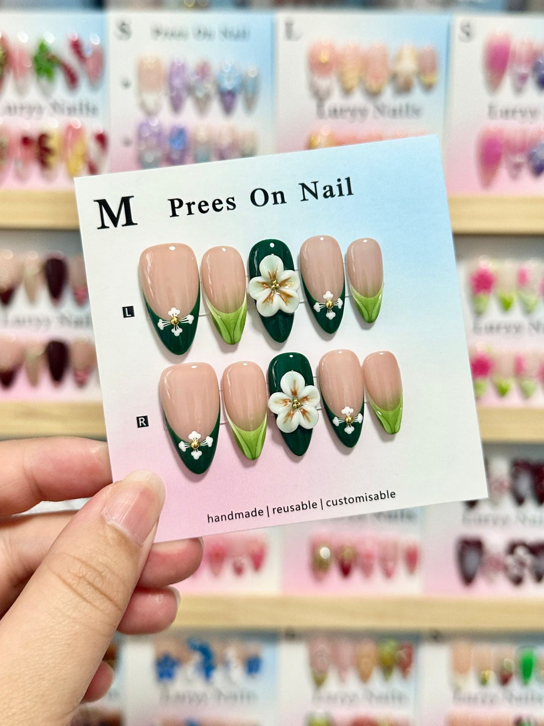 Handmade Floral Design Press-On Nails