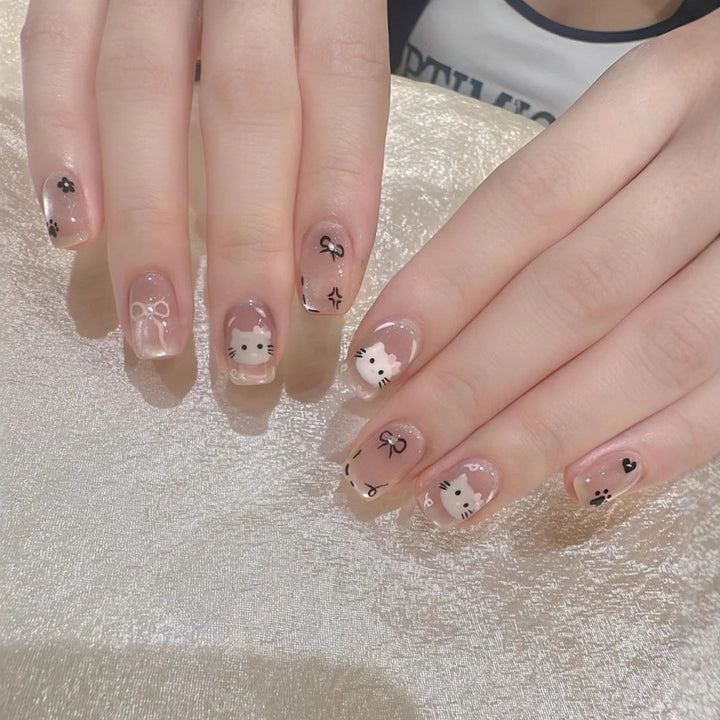 Cute Bunny-Themed Press-On Nail Art Set Stornfield