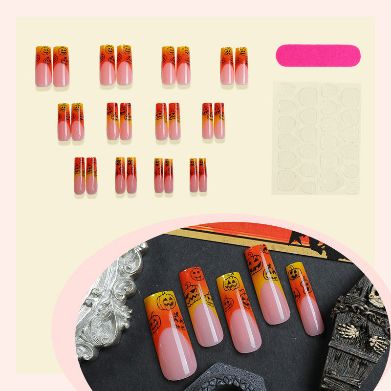 Artificial nail set with Halloween motif and glitter Stornfield