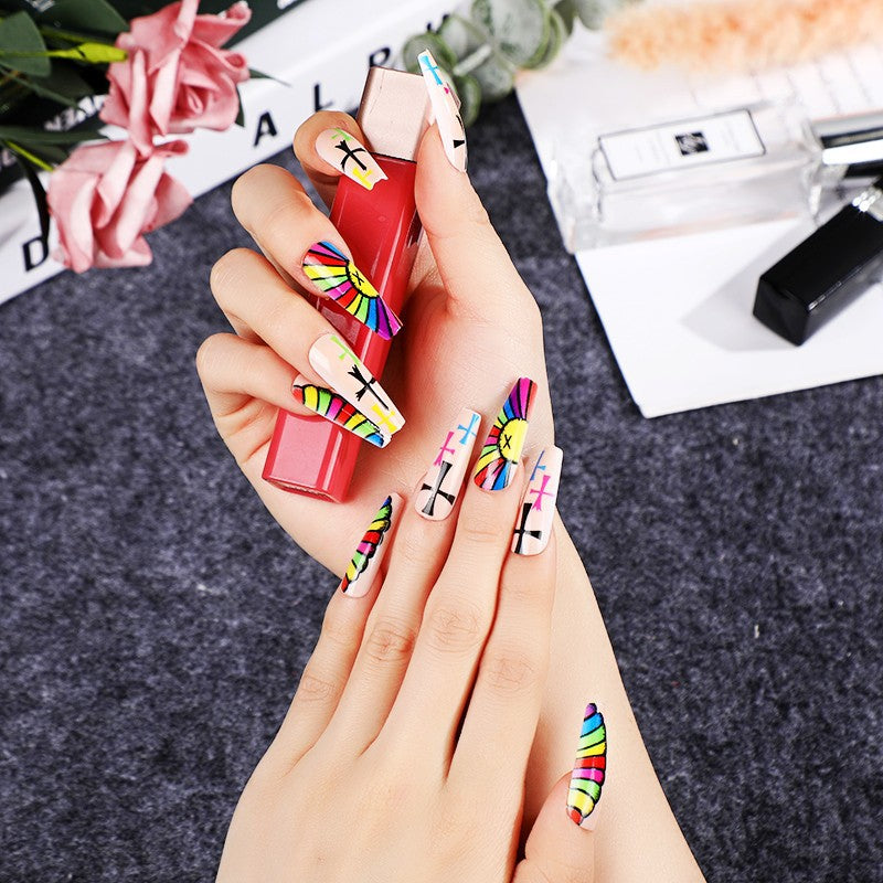 Artificial Nails Set with Creative Cross Pattern Stornfield