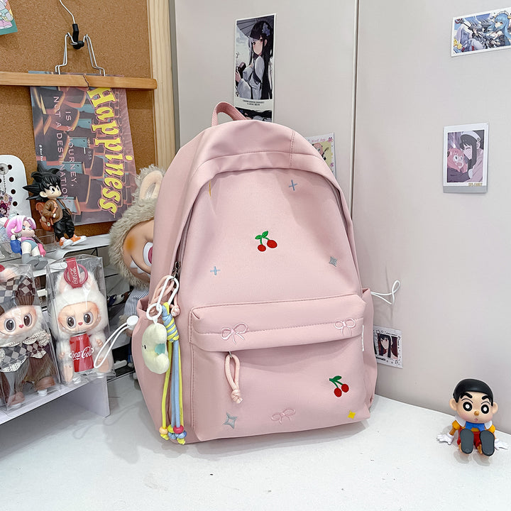 Cute Illustrated Cherry-Embellished Backpack Stornfield