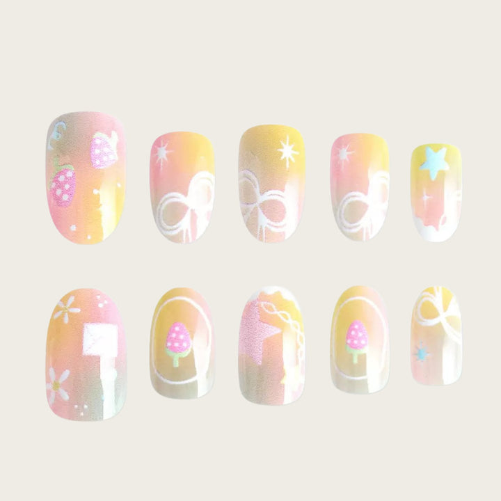 Creative artificial nails with colorful designs Stornfield