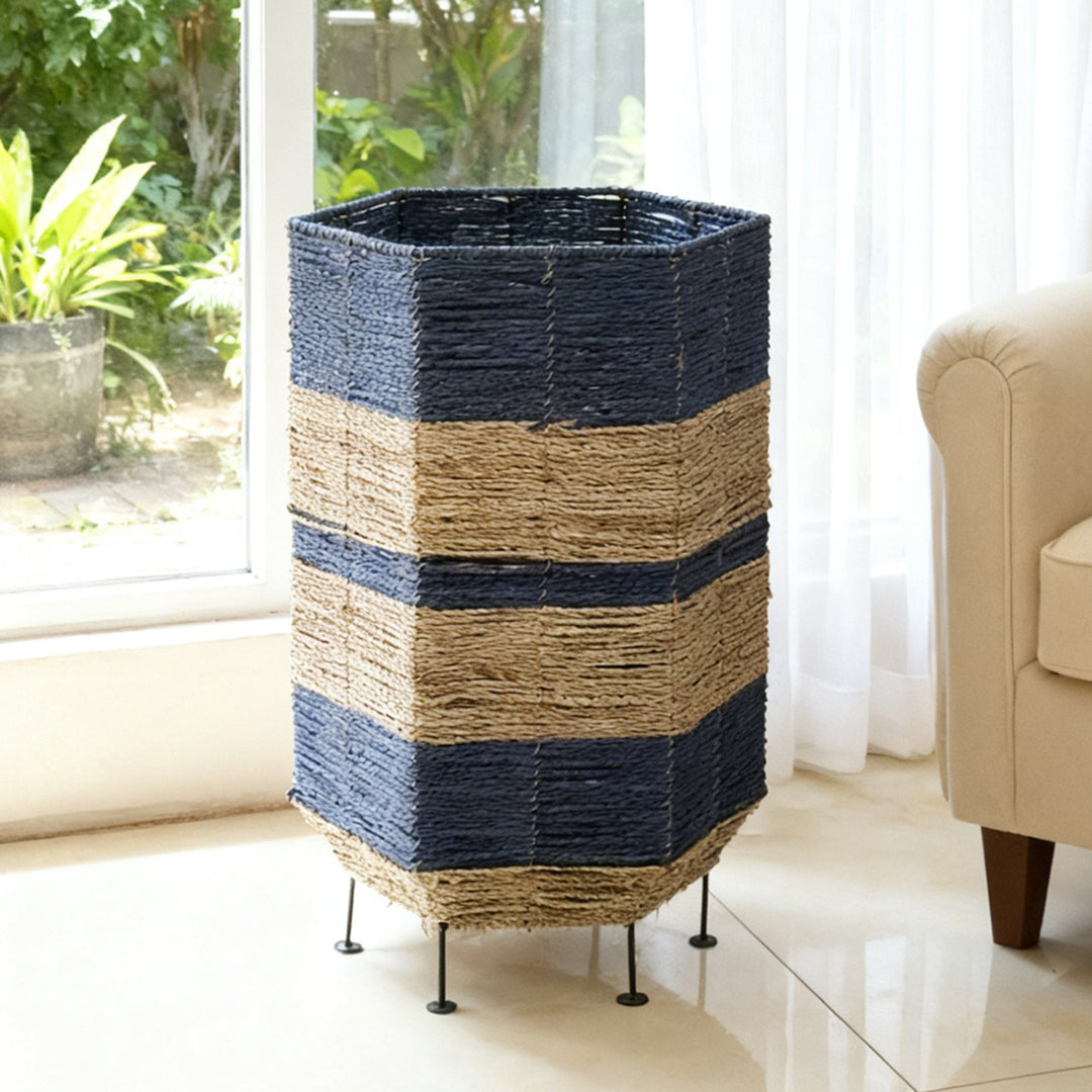 Stylish laundry basket made of rattan with metal legs Stornfield