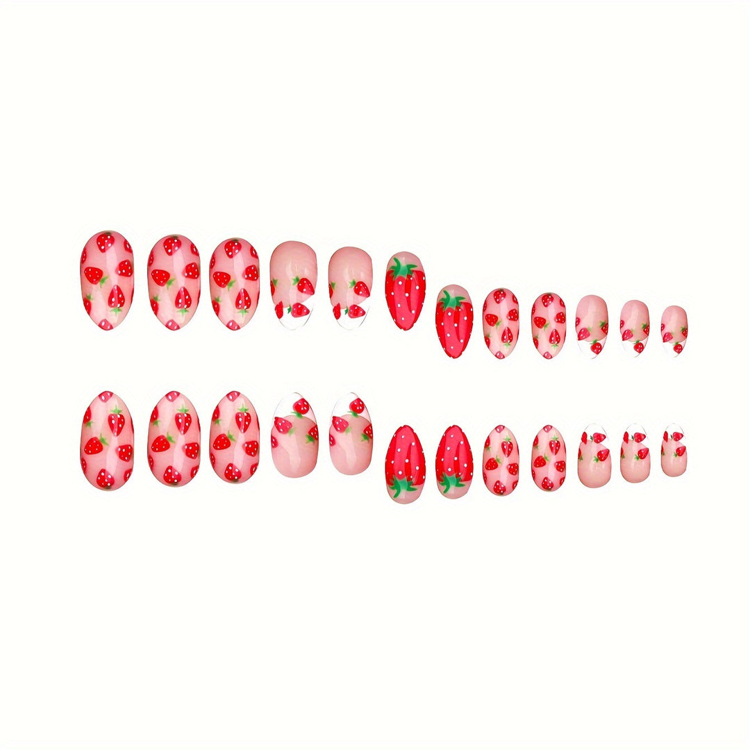 Strawberry-Themed Press-On Nail Set Stornfield