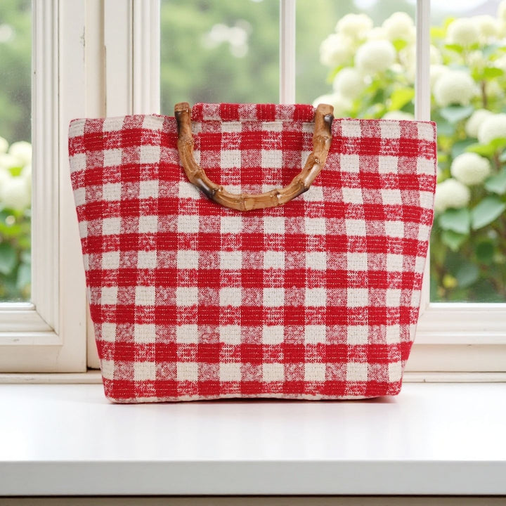 Stylish picnic bag with bamboo handles Stornfield