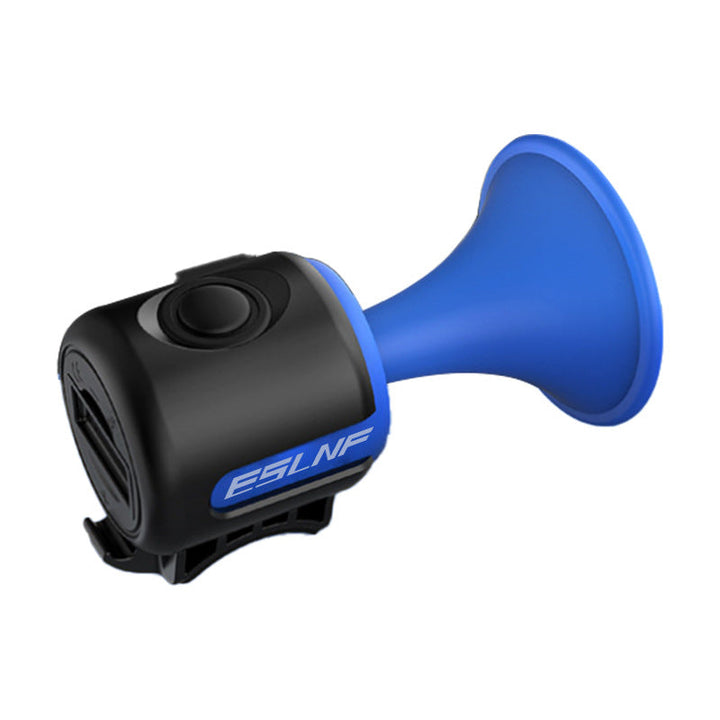 rechargeable high-decibel electric bicycle horn with trumpet-style mount and splash-resistant housing Stornfield