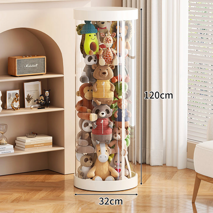 Tall Transparent Cylindrical Plush Toy Display & Storage Tower
