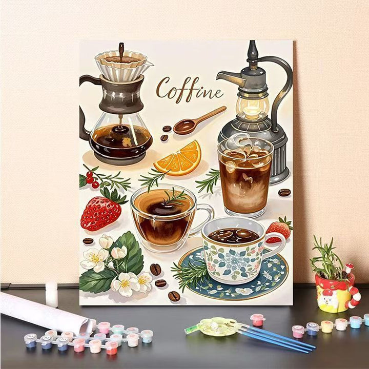 Coffee-Themed Paint by Numbers Canvas Art Kit Stornfield