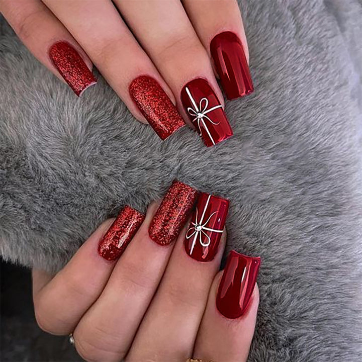 Artistic Glittery Press-On Nail Set Stornfield