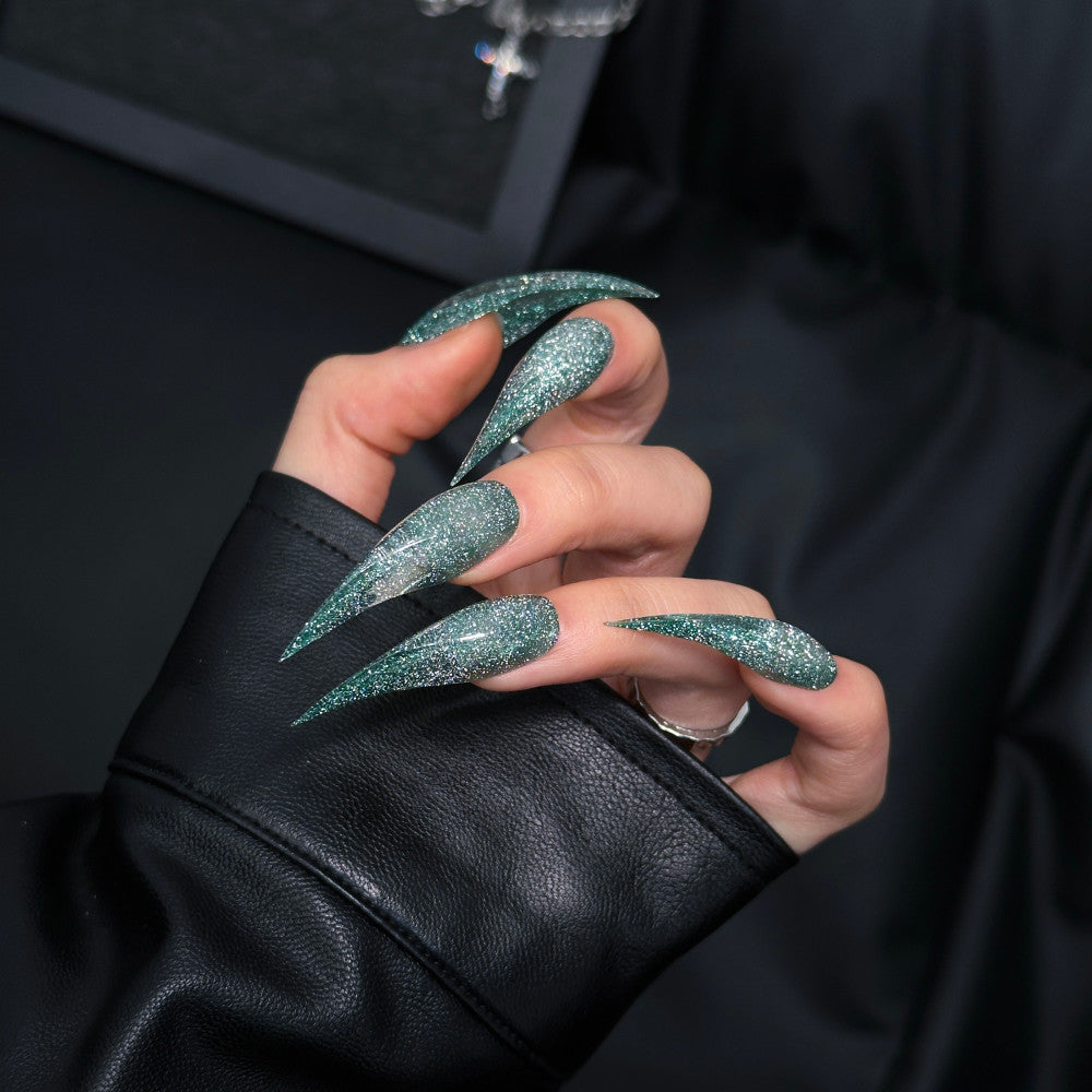 Stiletto Press-On Nail Enhancements with Gem Accents