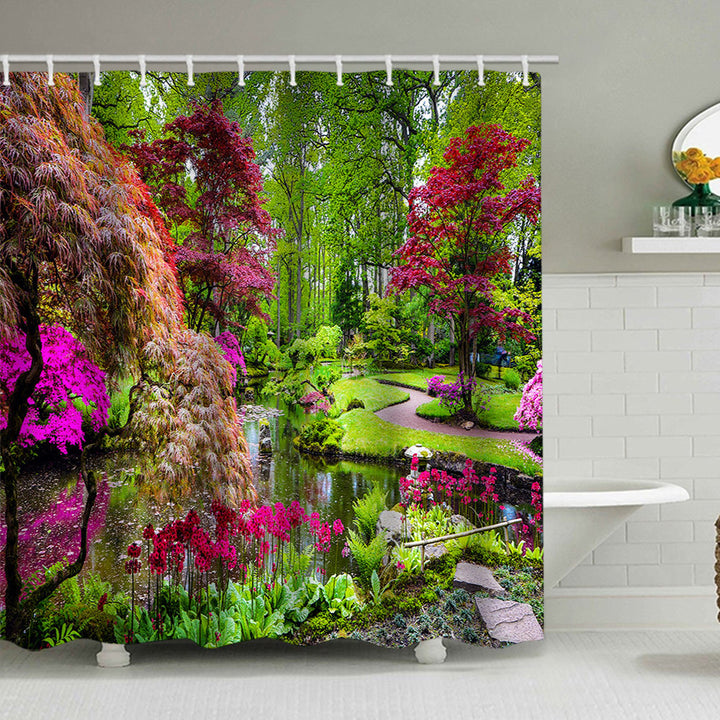 Scenic Garden Print Shower Curtain Stornfield