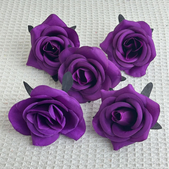 Set of delicate fabric rose hair clips for bridal and festive hairstyles