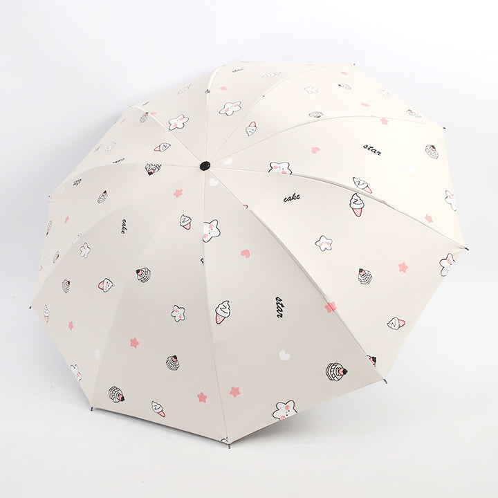 Women's Folding Umbrella with Playful Dessert Motif Stornfield