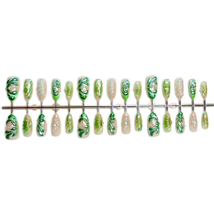 Artistic Floral-Inspired Press-On Nail Set