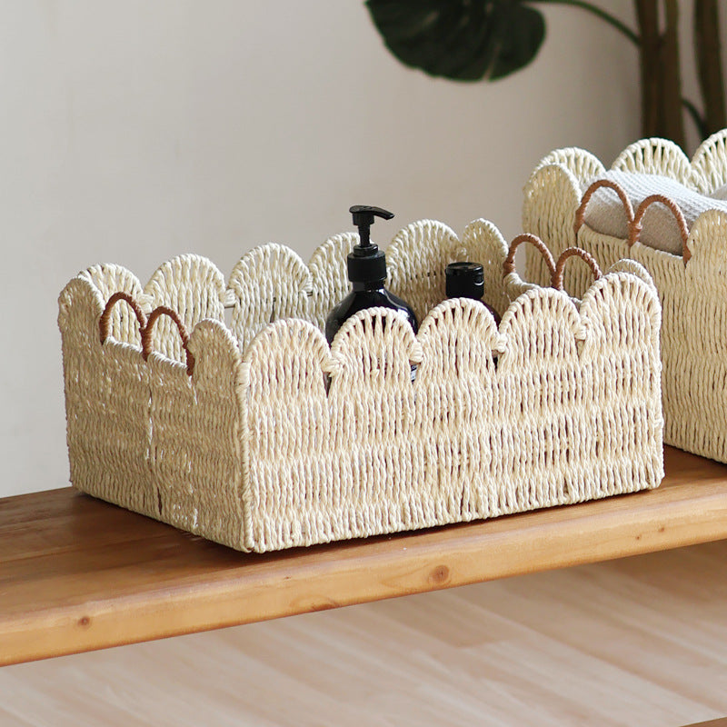 Handcrafted storage basket with wave edge Stornfield