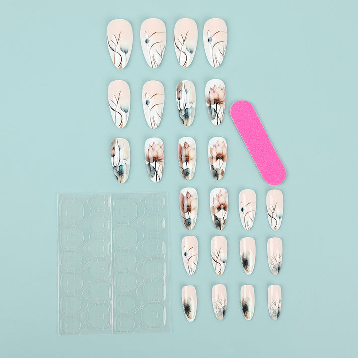 Artificial nail set with floral and artistic motifs Stornfield