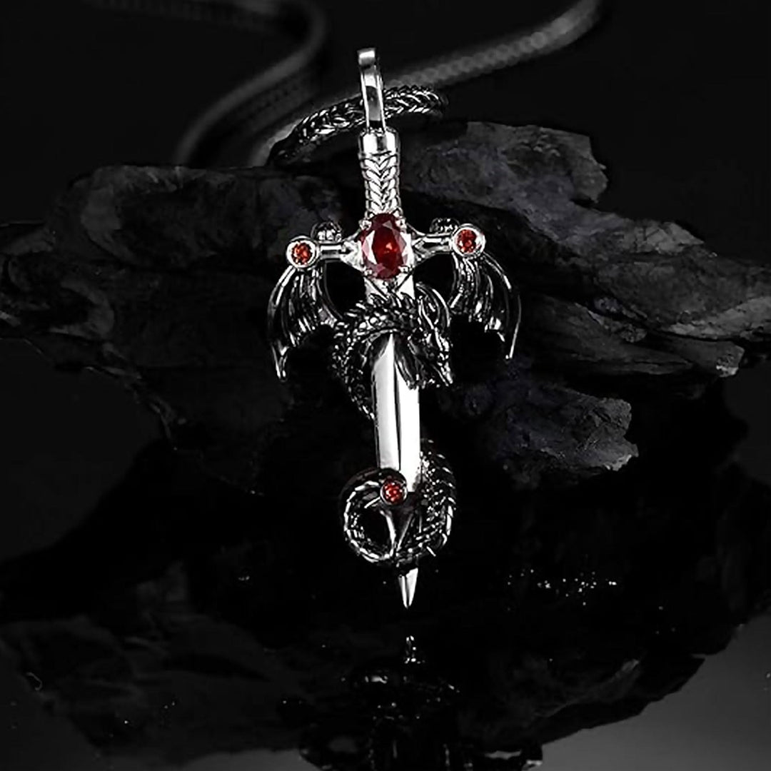 Dragon-Embellished Sword Pendant Necklace Stornfield