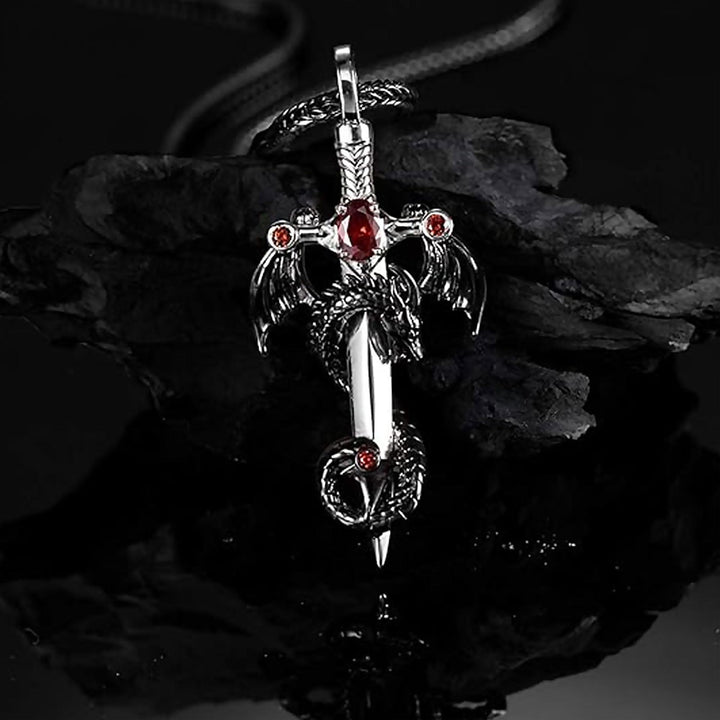 Dragon-Embellished Sword Pendant Necklace Stornfield
