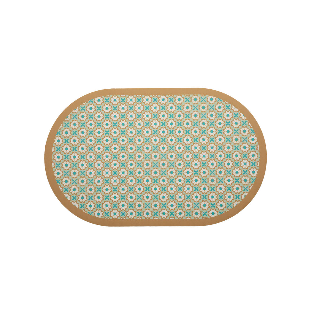 Oval wipeable placemat with embossed tulip pattern and non-slip underside Stornfield
