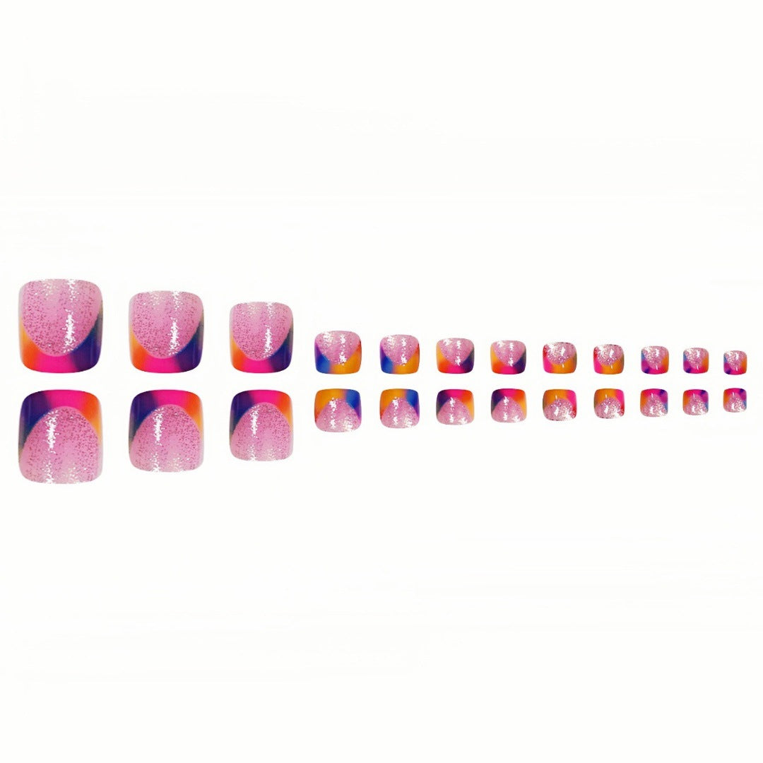 Vibrant Geometric Press-On Toe Nails Stornfield