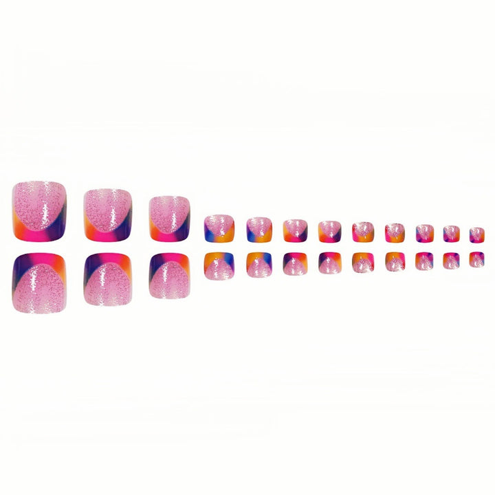Vibrant Geometric Press-On Toe Nails Stornfield