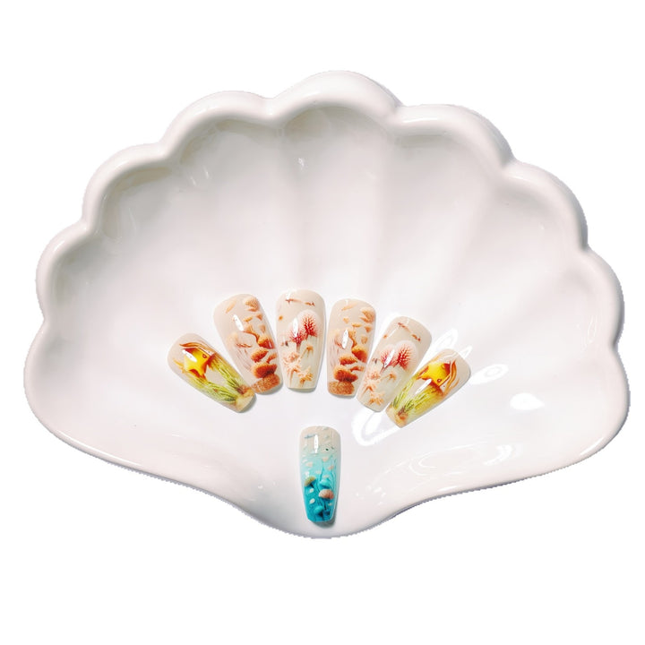 Artificial nails with maritime underwater motif Stornfield