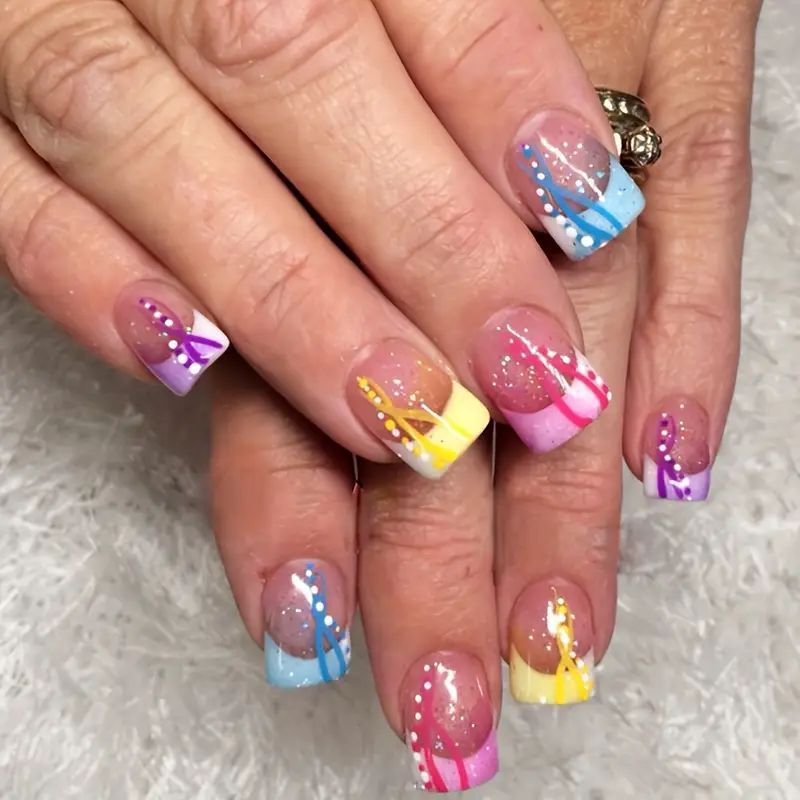Decorative French Tip Nail Art Enhancements Stornfield